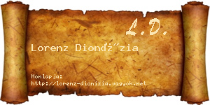 Lorenz Dionízia névjegykártya